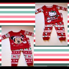 This Cozy Christmas Pajama Bundle Is Perfect For The Holidays At Home! This Bundle Comes With 2 Sets Of Pj’s!! The Hello Kitty Pajamas Are New Without The Price Tag. The Plastic Tag Is Still Attached. The Minnie Mouse Pj’s Are Euc-Only Worn A Couple Times. Both Size 12 Months. **Smoke Free Home** Cross Posted So Get This Cozy Pj Bundle Before It Disappears! Cute Christmas Long Sleeve Sleepwear, Cute Christmas Sleepwear With Long Sleeves, Cute Long Sleeve Christmas Sleepwear, Cute Red Christmas Sleepwear, Cute Christmas Bedtime Sets, Cute Bedtime Christmas Sets, Cute Red Bedtime Set, Cute Bedtime Sets For Christmas, Cute Red Bedtime Sets