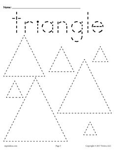 triangle shapes worksheet for kids to practice their handwriting and color the lines in