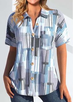 Color:Light Blue;Size:S;Size:M;Size:L;Size:XL;Size:XXL;Package Contents:1 X Blouse;Occasion:Other;Style:Casual; Shirt Collar Blouse, White Chiffon Blouse, Mix Match Outfits, Light Blue Shirt, Plaid Shirt Women, Blue Jumpsuits, Light Blue Shirts, Collar Blouse, Casual Blouse