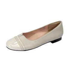 PEERAGE Marina women's extra wide width casual, comfortable skimmer round-toe shoe is perfect for your next professional occasion. This ladies' 0.5" low heel flats with a shiny toe cap have leather upper along with an extra cushioned insole and a padded closed back. Its outsole is made of durable and lightweight rubber materials for maximum surface grip to give your feet support all day long. Features: Extra Wide (E) Leather Rubber Sole 0.5" Low-Heel Padded Back Counter Maximum Traction Outsole Low Heel Flats, Dress Leather, Round Toe Shoes, Wide Width Shoes, Beige Shoes, Leather Dresses, Toe Shoes, Comfortable Dress, Leather Flats