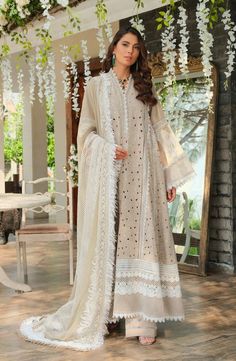 Embroidered Salwar Kameez Pakistani Eid Dress In Lawn Salwar Kameez Pakistani, Embroidered Salwar, Eid Dress, Pengantin India, Kameez Designs, Eid Outfits, Pakistani Lawn Suits, Eid Dresses, Lawn Suits