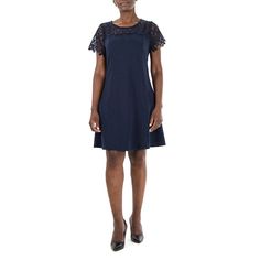 Upgrade your special occasion style with this women's Nina Leonard a-line dress.Click on this WOMEN'S GUIDE to find the perfect fit and more! Lace yoke and sleeves Scoopneck Flutter sleeves UnlinedFIT & SIZING 20-in. approximate length from shoulder to hem A-line silhouetteFABRIC & CARE Polyester, spandex Machine wash - Delicate Imported Size: Small. Color: Navy. Gender: female. Age Group: adult. Navy A-line Evening Dress, Navy A-line Dress For Formal Occasions, Navy Knee-length Cocktail Dress, Blue Fitted A-line Short Sleeve Dress, Knee-length Shift Dress With Lining, Navy A-line Spring Dress, Navy A-line Dress For Spring, Spring Navy A-line Dress, Navy Knee-length Evening Dress