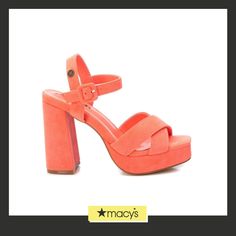 in stock Chic Orange Sandals For Spring, Trendy Orange Open Heel Sandals, Casual Orange Heels For Spring, Trendy Orange Block Heel Sandals, Trendy High Heel Orange Sandals, Trendy Orange High Heel Sandals, Orange Ankle Strap Heels For Spring, Casual Orange Heels For Summer, Orange Block Heel Sandals For Spring