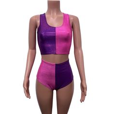 Cheshire Rave Outfit - Pink/Purple Sparkle Festival Set - Peridot Clothing Fitted Purple Crop Top For Festival, Pink Fitted Rave Crop Top, Fitted Pink Rave Crop Top, Purple Crop Top For Club, Fitted Pink Crop Top For Rave, Purple Fitted Crop Top For Club, Fitted Purple Crop Top For Club, Purple Workout Crop Top, Purple Crop Top For Summer Workout