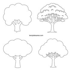 four trees with different shapes and sizes