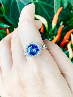 Platinum 1 Sapphire = 2.17ct. 130 Round Brilliant Diamonds = 0.70ctw., G/H VS2 The ring measures 11mm tapering 2mm. Ring size = 6.5 Sapphire Diamond Ring, Brilliant Diamond, Round Brilliant, Sapphire Diamond, Sapphire Ring, Diamond Ring, Platinum, Sapphire, Ring Size