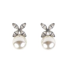 Be flawlessly elegant with these silver and crystal clip earrings featuring a pearl bottom.  Dimensions: 3/4" Clip Earring, Clip Earrings, Crystal Pearls, Clip On Earrings, Crystals, Silver