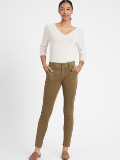 Pants With Zippers, Copper Clay, Curved Waistband, Women Cargo Pants, Petite Shorts, Daily Grind, Banana Republic Women, Stretch Chinos, Chino Trousers