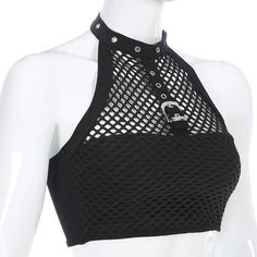 Gothic Fishnet Choker Collar Tank Top EG341 – Egirldoll Gothic Crop Tops, Mode Emo, Mode Kpop, Choker Collar, Alternative Outfits, 여자 패션, Date Outfits, Kawaii Clothes, Really Cute Outfits