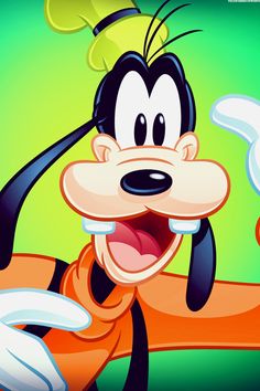 an animated mickey mouse with his tongue out