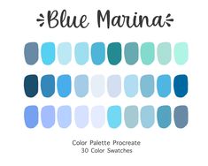 the blue marina color palette is shown