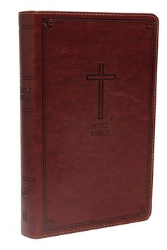 a brown leather bible cover with a cross on it