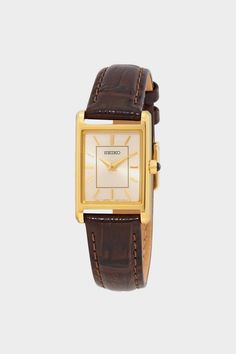 Seiko Essentials, Seiko Dress Watch, Vintage Watches Women, Brown Watches, Retro Watches, Jewelry Fashion Trends, Watches Unique, Seiko Watches, Gold Leather