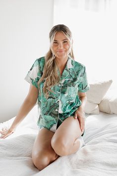 Women's Green Banana Leaf Pajamas – Spikes and Seams