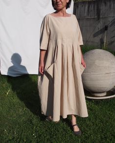 Pleated Linen Dress, Linen Shirt Dress, Plus Size Maxi Dress Beige Long Linen Dress Perfect Dress for party , lunch, casual event. The dress is comfortable and gentle. Maxi Tunic Top Dress Party Dress This model is wearing size L / 165 cm Different sizes available , S,M,L,XL, XXL,3XL,4XL I hope you will enjoy taking a look at my other work. The list will be growing in the coming days, so stay tuned : S US S 4-6, UK 10-12, It 40-42. Fr 36-38 M US S 8-10, UK 14-16, It 44-46, Fr 40-42 L US S 12-14, Oversized Beige Cotton Maxi Dress, Oversized Cream Dress For Daywear, Oversized Cream Summer Dress, Oversized Beige Lagenlook Dress, Beige A-line Dress With Relaxed Fit, Oversized Beige Tunic Dress, Formal Linen Dress, Shirt Dress Plus Size, Maxi Linen Dress