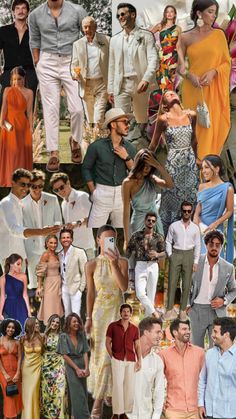 a collage of men and women in different outfits