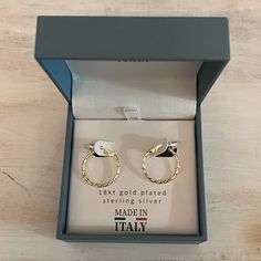 Brand New Item With Box Mia Fiore Hoop Earrings -18kt Gold Plated Sterling Silver -Made In Italy -Approximate Measurements: -Length: 11/16" -Height: 11/16" -Color: Gold -Weight: 2.2oz (Before Any Packaging) Please Ask Any Questions. All Sales Are Final. Thank You For Checking Out My Listing! Fendi Earrings, Rectangular Earrings, Vintage Stud Earrings, Turquoise Earrings Dangle, Butterfly Earrings Stud, Cz Stud Earrings, Bow Earrings, Opal Earrings, Shell Earrings