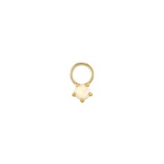 a gold ring with a small white stone Opal Earring, Earring Stack, Hoop Charms, Solitaire Earrings, Waterproof Jewelry, Stylish Earring, Gold Earring, Huggie Earrings, Silver Accessories