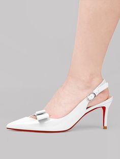 65mm Women's Pointed Toe Kitten Heel Slingback Pumps for Wedding Red Bottom Patent Heels Red Wedding Shoes For Summer Formal Events, Red Summer Wedding Shoes For Formal Occasions, White Slingback Sandals With Heel Strap For Party, Elegant Red Slingback Sandals With Heel Strap, Classic Slingback Pumps With Red Sole, Classic Slingback Pumps With Red Sole For Formal Occasions, Elegant Red Slingback Sandals For Formal Occasions, Elegant Wedding Shoes With Red Sole, Classic Slingback Sandals With Heel Strap For Party