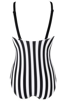 Control swimsuitHidden inner supportAdjustable strapsV-necklineMake a poolside statement in our Stripe Panelled Control Swimsuit. The V-neck design of this unique suit frames the bust line, and the hidden support inside will give you  extra confidence. With adjustable straps and a black waist band detail to give you that hourglass look. Just add some statement jewellery and sunglasses to complete the look! Fitted V-neck Swimwear With Adjustable Straps, Striped V-neck Swimwear For Beach, V-neck Swimwear With Adjustable Straps For Pool, V-neck Strapped Swimwear For Vacation, V-neck Swimwear With Adjustable Straps, Beachwear Bodysuit With Spaghetti Straps For Vacation, Black Lined V-neck Swimwear, Black V-neck Lined Swimwear, Adjustable Straps V-neck Swimwear For Pool