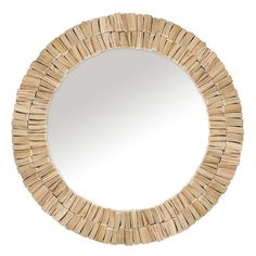 a round mirror made out of bamboo sticks