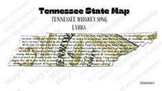 tennessee state map with the words tennessee on it in black and white, as well as an