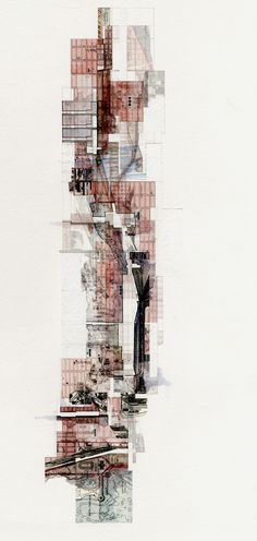 an abstract drawing of a building with lots of windows