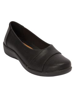 Lovely leather-like flats perfect for work or weekend wear. With comfort innovations like padded insoles and flexible, skid-resistant outsoles, there’s no question as to why these shoes will become your new go-to. Faux leather upperFlexible, light-weight bottomPadded insoleFlexible, skid-resistant outsole1¼" heel Fashionable flats available in full and half sizes 7-11, 12 M, W, WW Comfortview Collection: Offered in an inclusive size range of extended sizes and widths for a custom fit. Each shoe made with padded insoles and flexible outsoles for all day comfort. Slip On Flats, Woman Within, Swimsuits For All, Dress Shoes Womens, Weekend Wear, Leather Shops, Fashion Flats, Wearing Dress, New Shoes