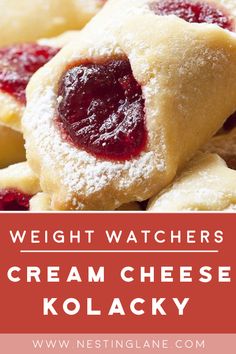 the words weight watchers cream cheese kolacky are in front of some pastries