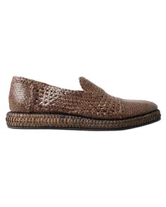 Brand: Dolce & Gabbana Model: Slipper loafers shoes Color: Brown Material: 100% Leather Rubber sole Logo details Made in Italy Elegant Slip-on Moccasins With Woven Sole, Luxury Woven Leather Slip-on Loafers, Elegant Slip-ons With Woven Sole And Round Toe, Elegant Slip-on Loafers With Woven Sole, Slip-on Loafers With Woven Sole And Flat Heel, Brown Slip-ons With Woven Sole And Round Toe, Brown Leather Sole Summer Loafers, Luxury Slip-ons With Textured Sole For Galas, Summer Brown Loafers With Leather Sole