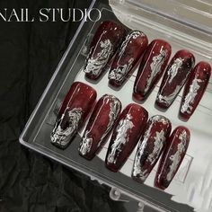 Hua Cheng Nails, Vampy Nails, Fake Nails Designs, Solid Color Nails, Wow Nails, Anime Nails, Hua Cheng, Stylish Nails Designs