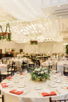 the tables are set up with place settings for formal dinnereons and reception decor