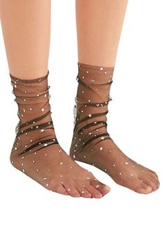 Elevate your look with these sheer tulle crew socks featuring sparkly stars. Chinlon nylon Hand wash, dry flat Imported Sparkly Socks, Tulle Socks, Pretty Socks, Glasses Fashion Women, Slouch Socks, Sheer Socks, Sock Shop, Spring Trends, Valentino Studs