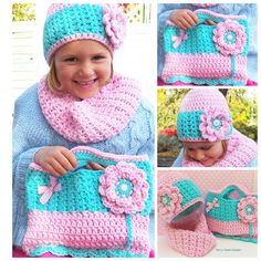 LUCY LOCKET CROCHET Pattern set - Crochet hat pattern - crochet bag pattern -  Crochet cowl pattern Girls crochet pattern set Photo tutorial by KerryJayneDesigns on Etsy https://www.etsy.com/listing/253680320/lucy-locket-crochet-pattern-set-crochet Girls Things, Crochet Neck Warmer, Colour Photo, Crochet Cowl Pattern, Bags Ideas, Crocheted Items, Bonnet Crochet, Pattern Bag, Flower Hat