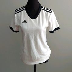 Adidas Climalite V Neck Jersey Never Worn White Adidas Sports Top, White Adidas Logo Sports Top, White Adidas Sports Top With Logo, White Workout Tops With Three Stripes Branding, White Workout Top With Three Stripes Branding, White Three Stripes Workout Top, White Tops With Three Stripes Branding For Workout, Lana Lang, Adidas Jersey