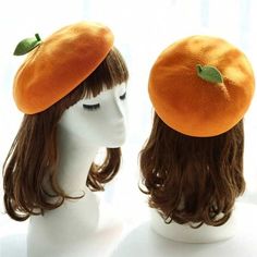 Comes In An Orange Or Red Color. Super Cute And Ships Fast! 100% Polyester Fruit Hat, Apple Costume, Cute Beret, Sweet Fruit, Pumpkin Hat, Pumpkin Apple, Fall Hats, Orange Pumpkin, Orange Fruit