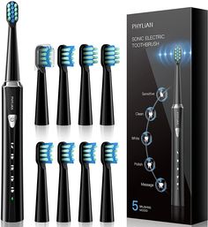 An electric toothbrush designed to provide you with premium oral care in between visits to the dentist for a significantly smaller price than some other brands. Kids Electric Toothbrush, Toothbrush Design, Power Toothbrush, Sonic Electric Toothbrush, Sonic Electric, Sonic Toothbrush, Manual Toothbrush, Water Flosser, Gum Health