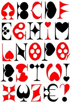 the letters and numbers are black, red, and white with hearts in each letter