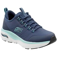 Step up to the next level of professional footwear with the Skechers Christina women's 9.5 Arch Fit medium width navy / aqua soft toe non-slip athletic shoe SSK8096NVAQ. Featuring a water- and stain-resistant nylon upper with TPU toe and heel overlays, the Christina women's style offers the extensive protection you need while maintaining the luxurious comfort you desire when you're on your feet all day. The padded knit tongue and heel wrap collar reduce the stress of standing or walking for long Badminton Shoes, Athletic Shoe, Womens Athletic Shoes, Skechers Shoes, Toe Designs, Sketchers Sneakers, Step Up, Women's Style, Beauty Tips