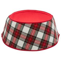 a red and white plaid dog collar