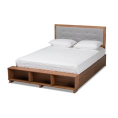 Baxton Studio Cosma Modern Transitional Ash Walnut Brown Finished Wood 4-Drawer Queen Size Platform Storage Bed FredCo theFredCo Platform Storage Bed, Platform Storage, King Storage Bed, Room Layouts, Platform Bed With Storage, Queen Platform Bed, Platform Beds, Padded Headboard, Mdf Frame