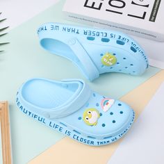 Pink Cute Summer Sandals Women Beach Sandals Non Slip Comfortable Lightweight Outdoor Sandals Woman Zuecos De Mujer Cute Closed Toe Summer Slippers, Summer Open Toe Non-slip Clogs, Cute Summer Slip-on Clogs, Cute Slip-on Eva Sandals, Green Eva Slippers For Beach, Green Eva Slippers For The Beach, Cute Slip-on Summer Clogs, Non-slip Flat Heel Clogs For The Beach, Cute Non-slip Summer Clogs