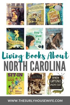 books about north carolina with text overlay that reads living books about the north carolina