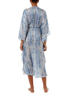 Stand out in this season's new Serpent print - hues of luxurious blue make this piece a summer staple. Order yours today from Odabash.com Silk Kaftan, Melissa Odabash, Beach Maxi Dress, Summer Staples, Flared Sleeves, Holiday Outfits, Off The Shoulder, Length Sleeve, Shirt Dress