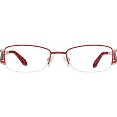 Seek and you shall find attention in these whimsical rectangle glasses. The stainless steel eyeglasses features bold colors and wave-shaped cutouts on the temple arms. For added comfort the look is fitted with adjustable nose pads and acetate temple tips. | Zenni Women's Rectangle Prescription Eyeglasses Half-Rim Red Stainless Steel Jocelyn Core, Venus In Capricorn, Half Rim Glasses, Cherry Wine, Stylish Eyeglasses, Rectangle Glasses, Rim Design, Zenni Optical, Round Face Shape