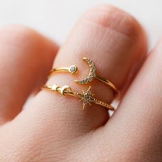 Celestial Style, Ring Stacks, Galaxy Earrings, Local Eclectic, Aesthetic Minimalist, 5 Rings, Rings For Girls