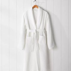 This Is A Brand New St. Helena Spa Robe From Serena & Lily. It's Never Been Removed From Original Packaging. The Robe Is A Unisex Size Medium (See Pic For Measurements), And Is High-Quality 100% Cotton Waffle-Weave/Terry Material. I Purchased This New Directly From Serena & Lily ($148) As A Gift, But I Ended Up Not Gifting It. Details: Made In Turkey. Standard 100 By Oeko-Tex Certified: Safely Tested To Be Free From Harmful Chemicals. Certificate 18.Htr.56308, Hohenstein. 100% Cotton. Waffle Wea Fitted White V-neck Robe, Elegant White Robe For Relaxation, Spa Slippers, Soft Robes, Spa Bath, White Bath, Lily White, St Helena, White Towels