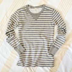 J. Crew The Saturday French Terry Striped Pullover Sweatshirt In Sz Xs Comfy, Mid-Lightweight Pullover Like New. Worn Once. Cold Water Washed, Line Dried. Details % Cotton French Terry, Crewneck, V-Stitch, Split Hem Color: Heather Grey/Creme Stripe Measurements As Shown: Chest: 16.50” Hip/Hem: 16.50” Length: 26.50” From Top Of Shoulder Closet Note This Closet Is Primarily J. Crew Mostly Nwt, Nwot, Euc (With A Sprinkle Of Cabi, Sperry, Pink, Free People, Old Navy And Some New Sustainable Brands Also A Few Household Textiles And Accents). But If You Are A J. Crewer Especially The Classic Fits, Styles And Natural Fibers Of Seasons’ Classic Fits, Sustainable Brands, Striped Pullover, V Stitch, Sustainable Brand, Split Hem, Sperrys, Natural Fibers, Pullover Sweatshirt