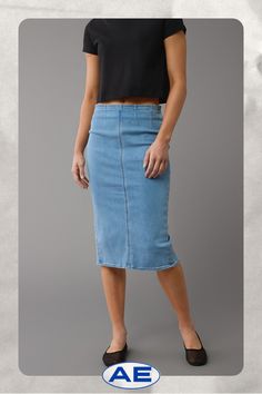 Next Level Stretch/Our softest, stretchiest, never-loses-its-shape denim/Dark wash/This skirt is Real Good: Made with the planet in mind & a promise to continue to do better. High-waist Stretch Denim Skirt, Fitted Mid-rise Denim Skirt In Medium Wash, Trendy Stretch Medium Wash Denim Skirt, Fitted Mid-rise Medium Wash Denim Skirt, Trendy Medium Wash Stretch Denim Skirt, Casual Medium Wash Denim Pencil Skirt, High Waist Stretch Medium Wash Denim Skirt, High Waist Stretch Denim Skirt In Medium Wash, Non-stretch Denim Pencil Skirt