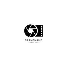 the logo for a video camera company is black and white, with an image of a film strip